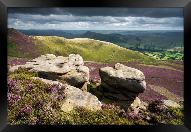 Dramatic view from Ringing Roger, Edale Framed Print by Andrew Kearton
