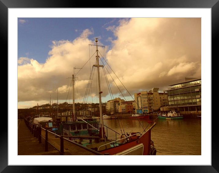 Bristol Dockside Midwinter. Framed Mounted Print by Heather Goodwin