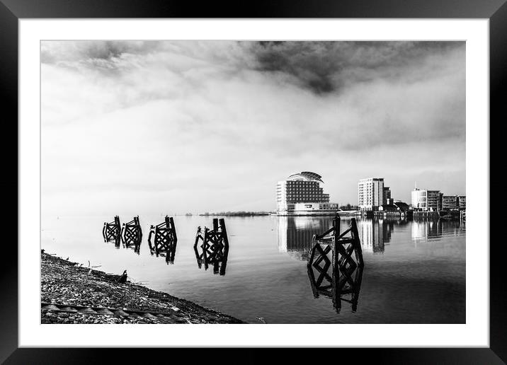  Fog In The Bay 2 mono Framed Mounted Print by Steve Purnell