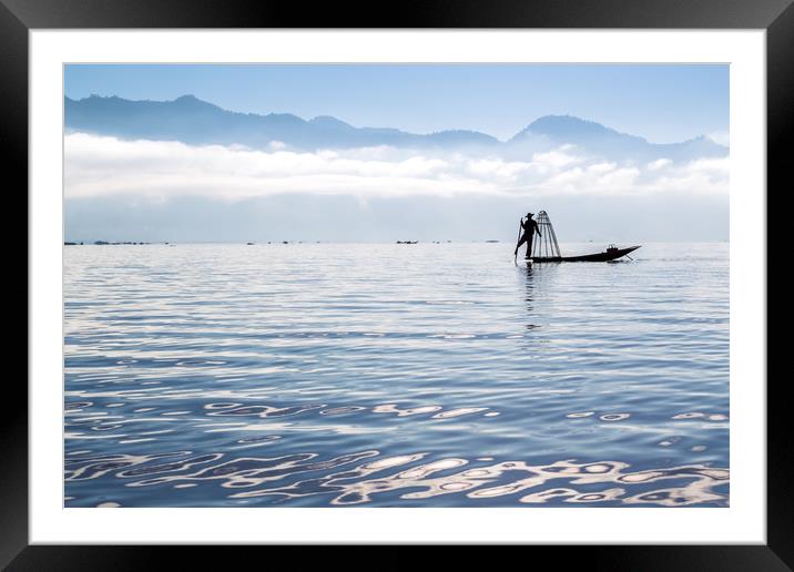 Inle Lake Fisherman Framed Mounted Print by Johannes Valkama