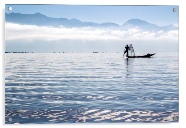 Inle Lake Fisherman Acrylic by Johannes Valkama