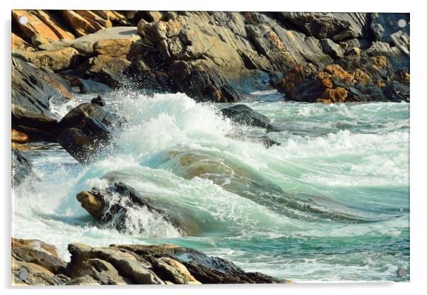 "Waves Against Rocks" Acrylic by Jerome Cosyn