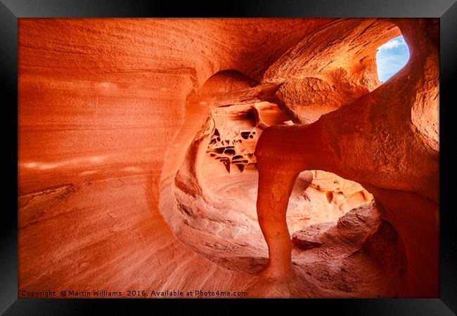 Windstone Arch, Fire Cave, Valley of Fire, Nevada Framed Print by Martin Williams