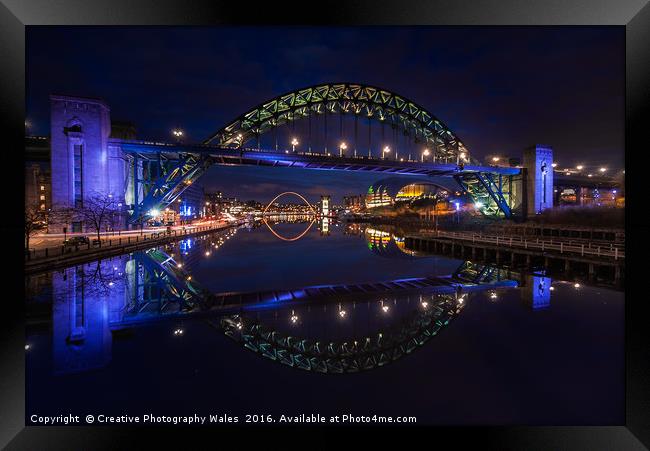 Tyne Bridge at Night Framed Print by Creative Photography Wales