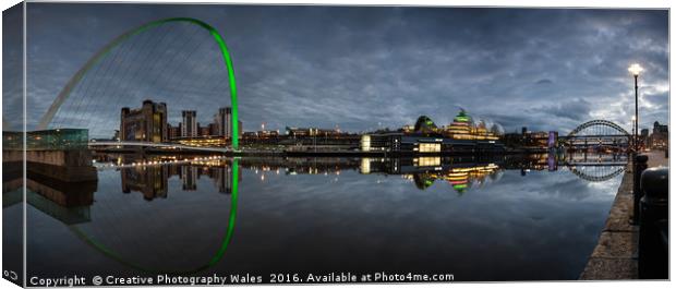 Newcastle Cityscape Night View Canvas Print by Creative Photography Wales