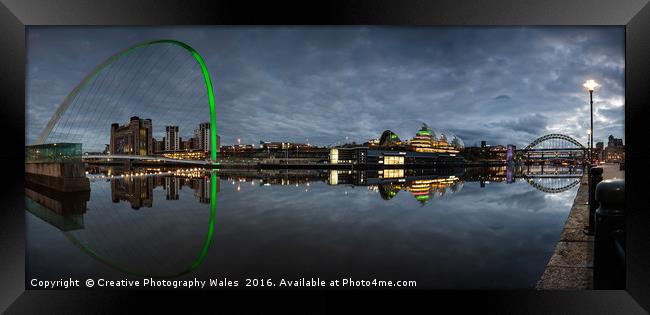 Newcastle Cityscape Night View Framed Print by Creative Photography Wales