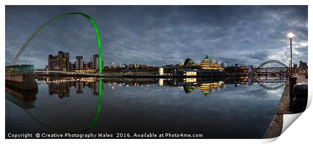 Newcastle Cityscape Night View Print by Creative Photography Wales