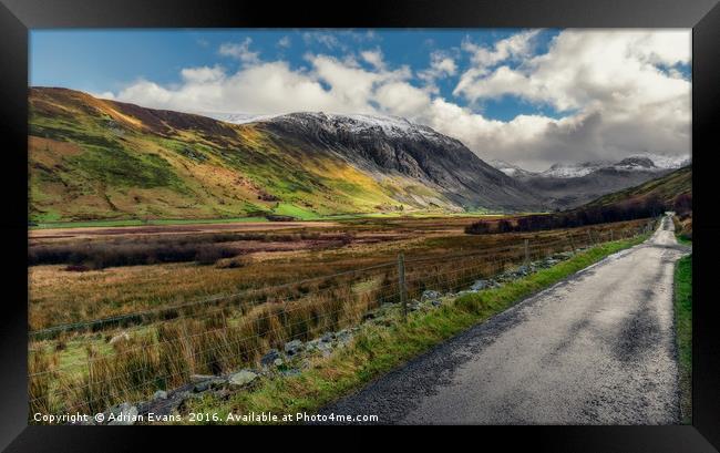 Nant Ffrancon Pass Snowdonia Wales  Framed Print by Adrian Evans