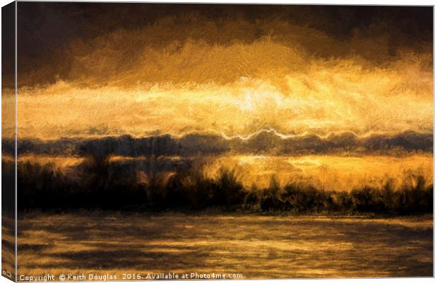 Sunset over the flooded meadow Canvas Print by Keith Douglas