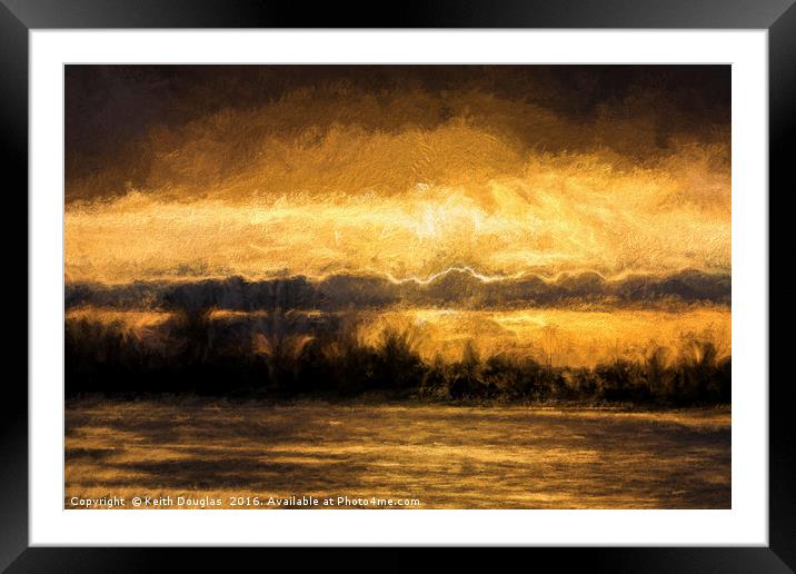 Sunset over the flooded meadow Framed Mounted Print by Keith Douglas