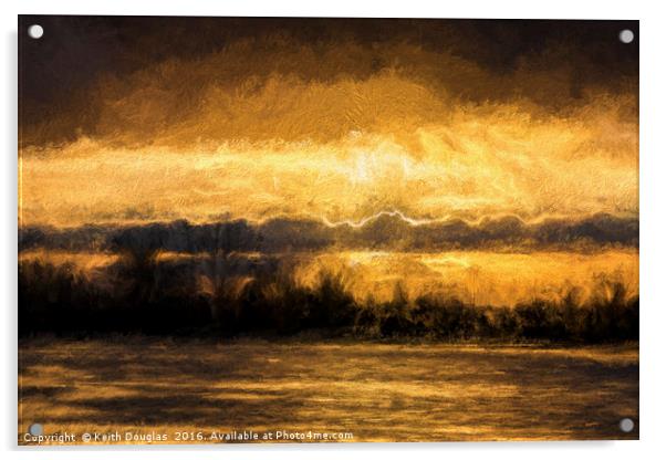 Sunset over the flooded meadow Acrylic by Keith Douglas