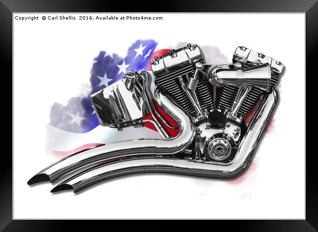 Harley v twin motor Framed Print by Carl Shellis
