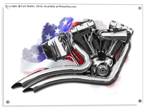 Harley v twin motor Acrylic by Carl Shellis