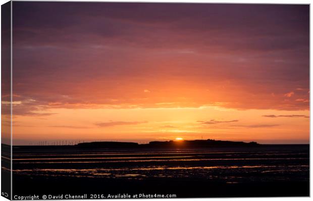 Hilbre Island Sunset Silhouette Canvas Print by David Chennell