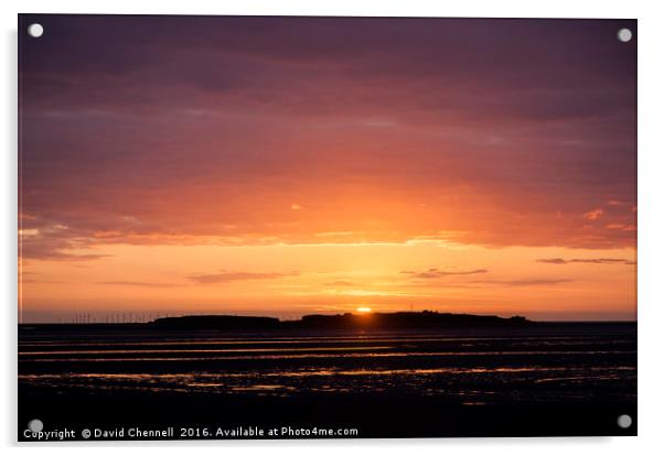 Hilbre Island Sunset Silhouette Acrylic by David Chennell