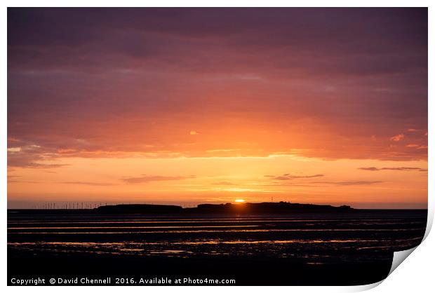 Hilbre Island Sunset Silhouette Print by David Chennell