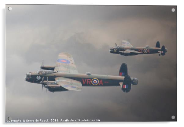 Old Friends; BBMF & Canadian Lancaster Formation Acrylic by Steve de Roeck