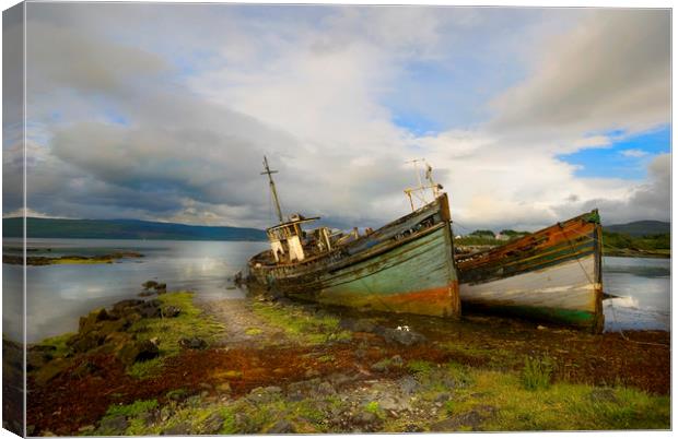 Fishing boats  abandoned Isle of Mull Canvas Print by Eddie John