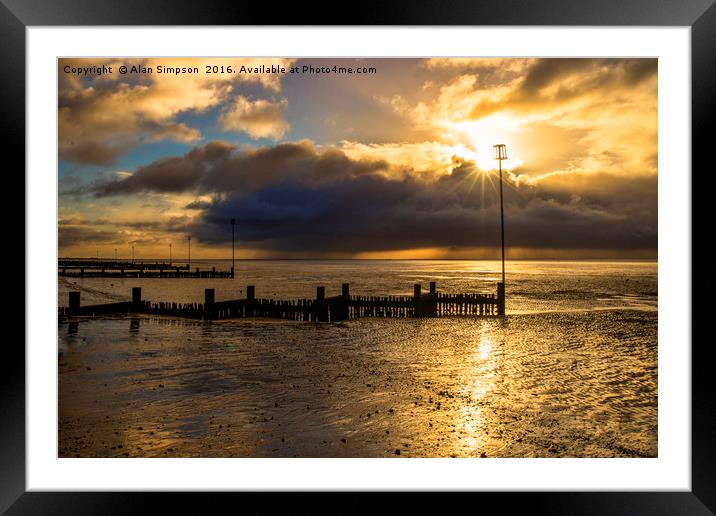 Heacham North Beach Sunset Framed Mounted Print by Alan Simpson