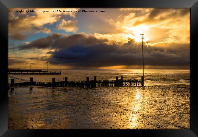 Heacham North Beach Sunset Framed Print by Alan Simpson