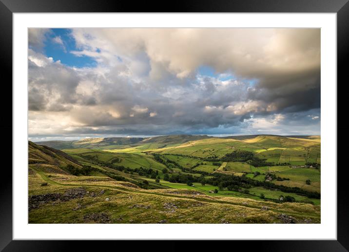 Moody clouds over High Peak hills Framed Mounted Print by Andrew Kearton