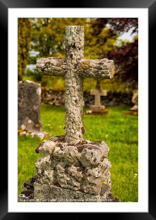 Cross monument in Lowther Church Yard. Framed Mounted Print by Paul Cullen