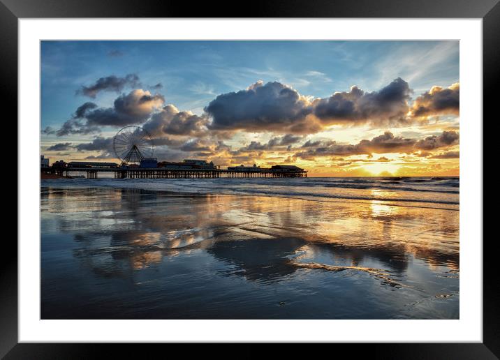 Sunset - Central Pier Blackpool Framed Mounted Print by Gary Kenyon