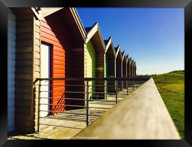 Holiday huts at Blyth beach Framed Print by Marc Bates