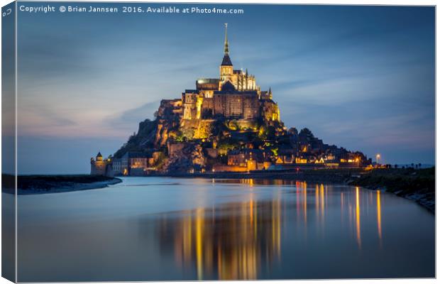 Twilight over Mont Saint Michel Canvas Print by Brian Jannsen