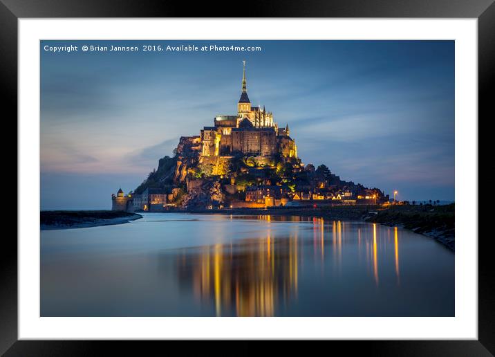Twilight over Mont Saint Michel Framed Mounted Print by Brian Jannsen