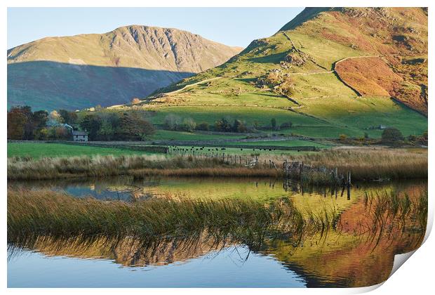 Golden reflections. Brothers Water, Cumbria, UK. Print by Liam Grant