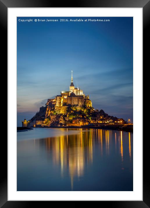 Mont Saint Michel Twilight Framed Mounted Print by Brian Jannsen