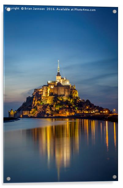 Mont Saint Michel Twilight Acrylic by Brian Jannsen