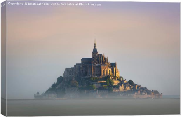 Misty dawn at Mont Saint Michel Canvas Print by Brian Jannsen