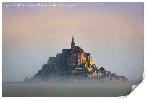 Misty dawn at Mont Saint Michel Print by Brian Jannsen