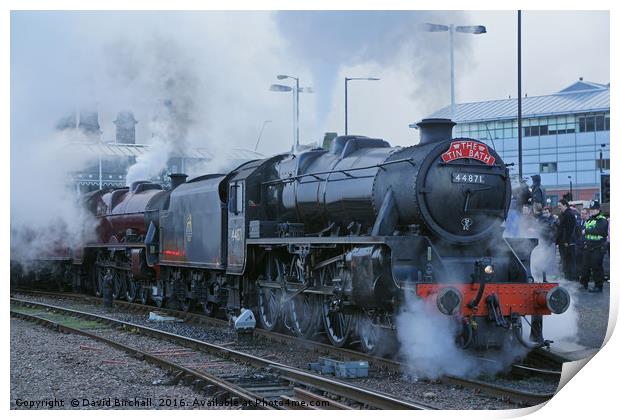 The Tin Bath steam train special at Sheffield. Print by David Birchall