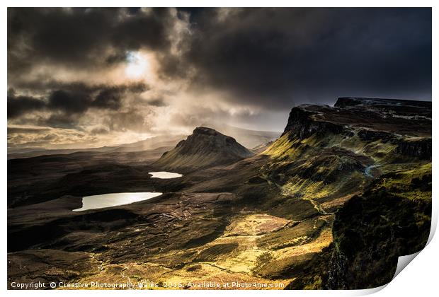 Quiraing Winter Storm, Isle of Skye Print by Creative Photography Wales