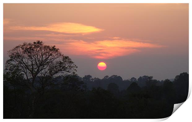Cambodia Red Sun Print by Mark Burnett