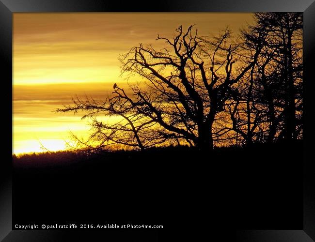 sunset silhouette,herefordshire Framed Print by paul ratcliffe