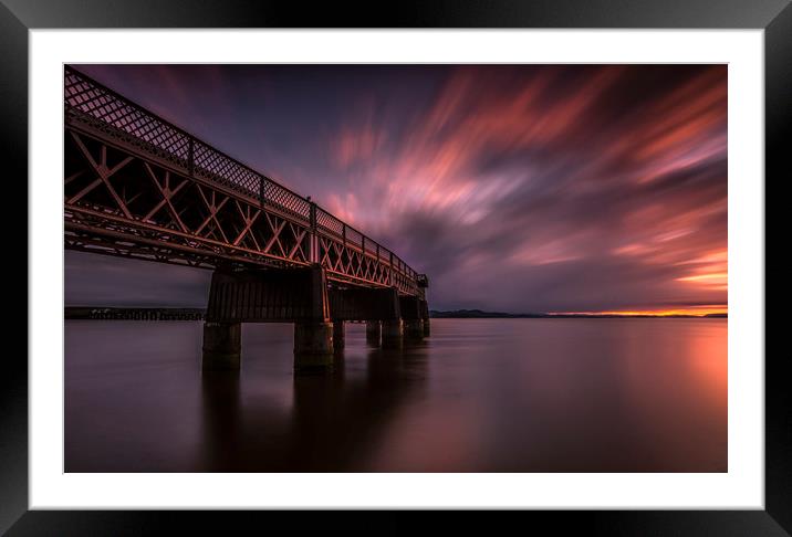 Tay Bridge at Sunset Framed Mounted Print by Ben Hirst