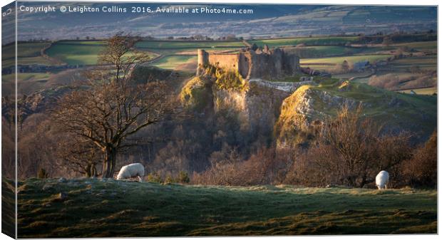 Sunset at Castle Carreg Cennen  Canvas Print by Leighton Collins