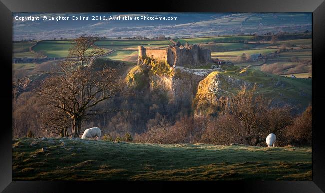 Sunset at Castle Carreg Cennen  Framed Print by Leighton Collins