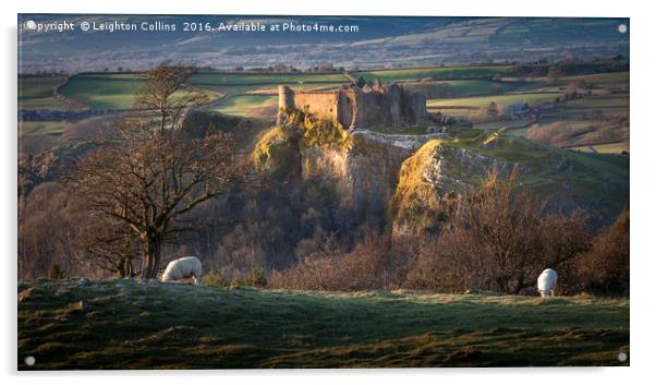 Sunset at Castle Carreg Cennen  Acrylic by Leighton Collins