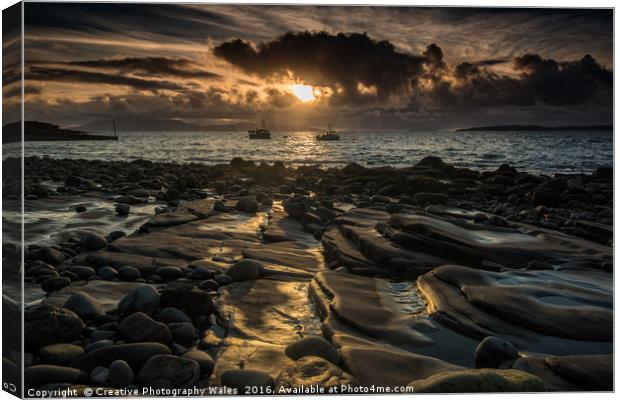 Elgol Pebbles Sunset Canvas Print by Creative Photography Wales
