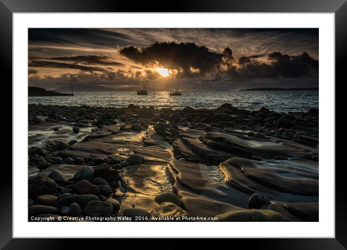 Elgol Pebbles Sunset Framed Mounted Print by Creative Photography Wales