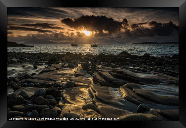 Elgol Pebbles Sunset Framed Print by Creative Photography Wales