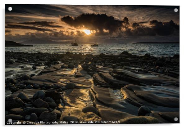Elgol Pebbles Sunset Acrylic by Creative Photography Wales