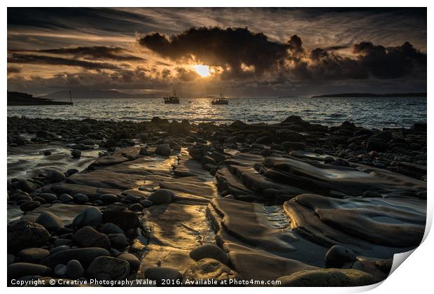 Elgol Pebbles Sunset Print by Creative Photography Wales