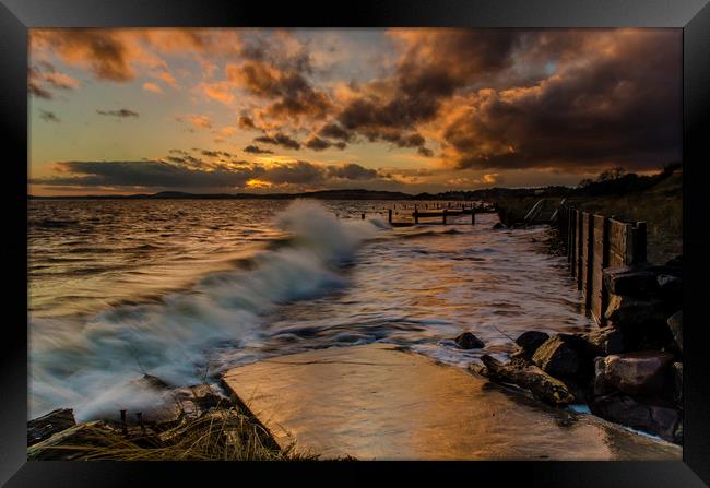 Stormy seas at Monifieth Framed Print by Ben Hirst