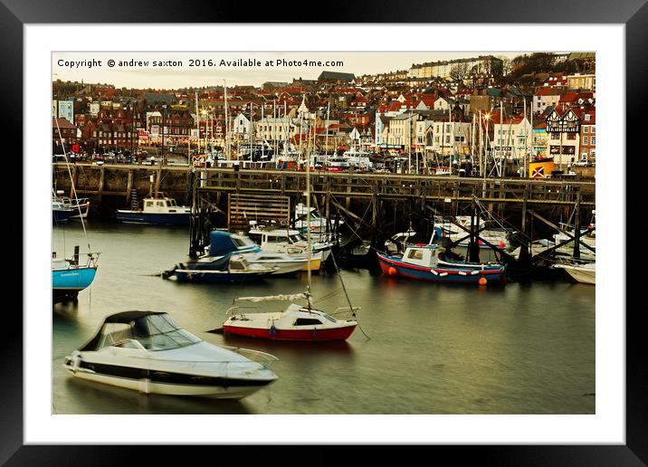 SCARBOROUGH FISHING HARBOUR Framed Mounted Print by andrew saxton